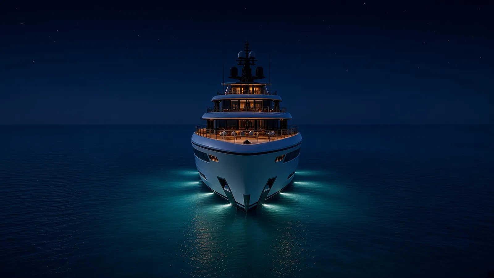 Aurelle 110 at anchor at night